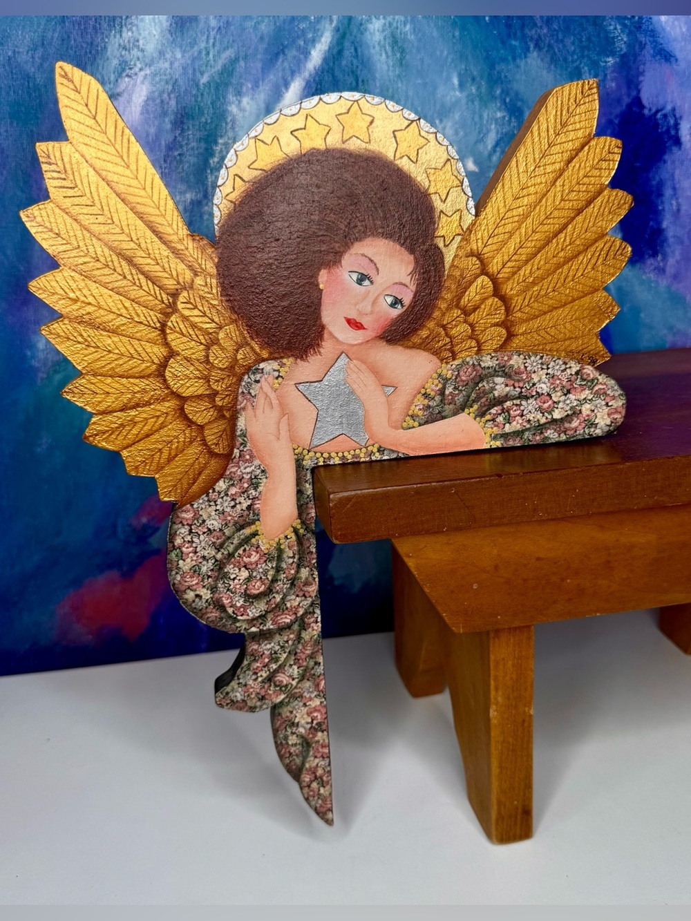 Angel 90s Original Art for Door Frame Corner or Shelf Signed